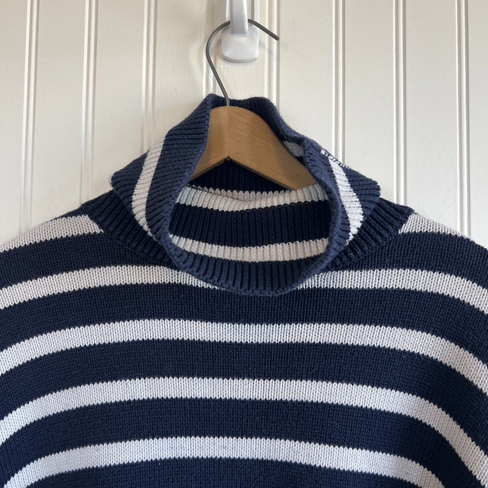 Classic Old Money Sailor Gap Sweater Stripes Navy Blue Large Oversized Boxy - Picture 3 of 8